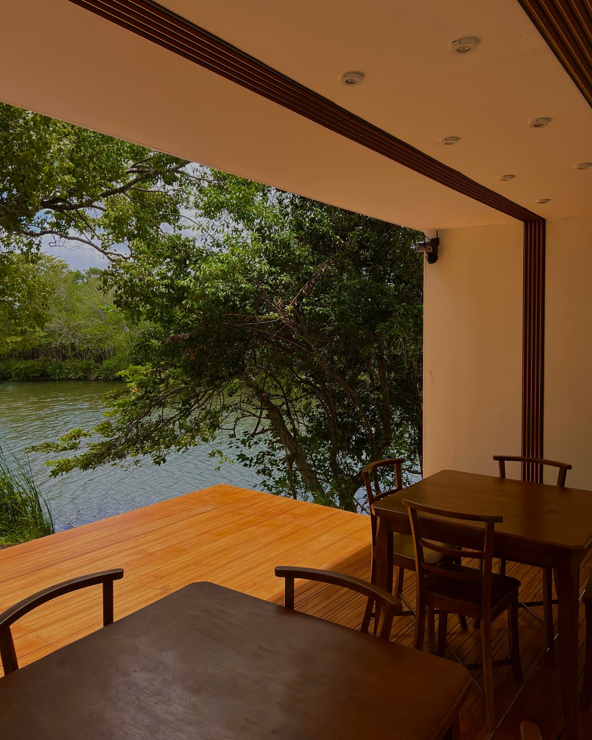 Wilpattu villa deck overlooking the river