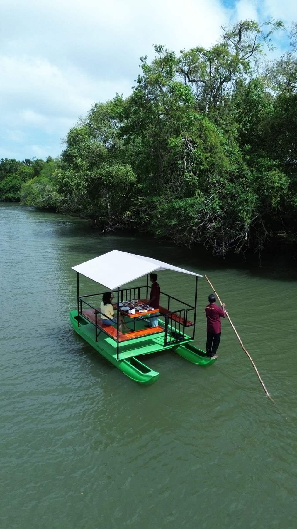 Guests aboard the river boat at Wilpattu
